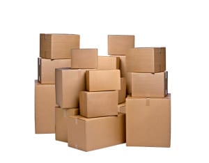 different cardboard boxes on white