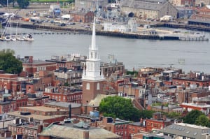 Boston North End and Old North Church Aerial view, Boston, USA