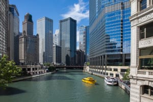 Chicago River, looking west from Michigan Avenue.